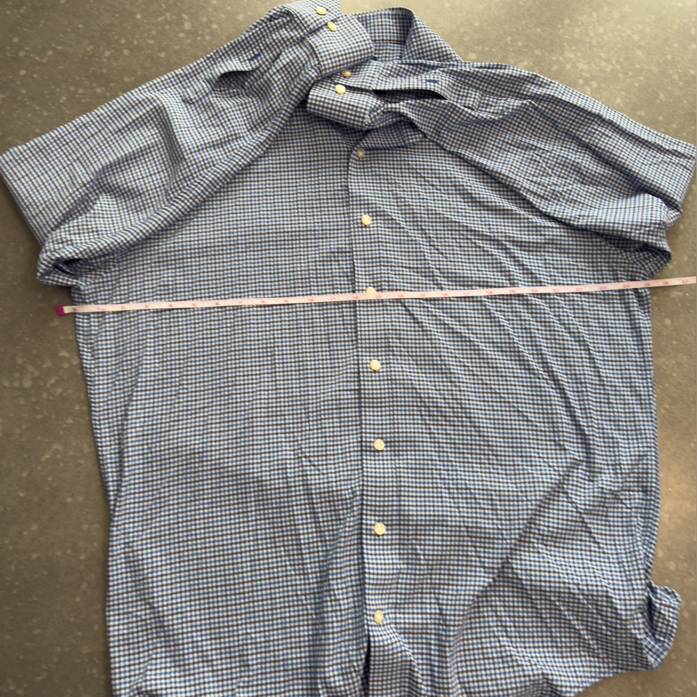 Peter Millar Crown Crafted Blue Gingham Button-Down Shirt - Size XL - Picture 5 of 9